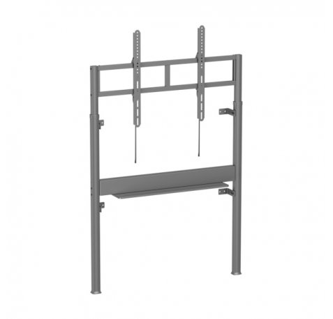 Aisens FWF90SE-473 Soporte de Suelo para Pantallas Interactivas/TV de 55 a 90" - Motorizado - Anclaje en Pared - Bandeja Multiusos - Peso Max. 90kg - Color Gris