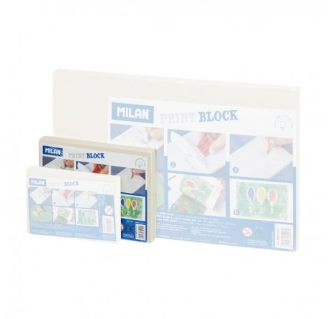 Milan Print Block Plancha de Grabado - Formato M - 10x15x0.9cm - Color Blanco