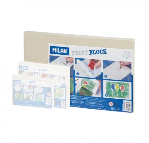 Milan Print Block Plancha de Grabado - Formato L - 15x30x0.9cm - Color Blanco