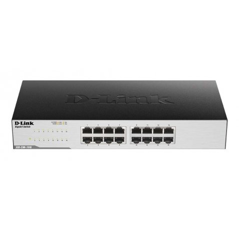 D-Link Switch Gigabit Ethernet - 16 Puertos - 10/100/1000 Mbps - Velocidad de Hasta 2000Mbps - Bajo Consumo