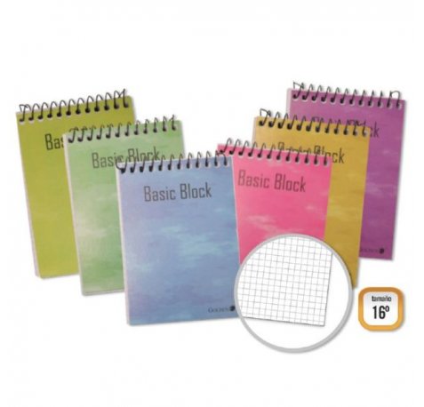 Golden Cuaderno Espiral Superior 16º Apaisado 80 Hojas 60gr Cuadricula - Tapa Plastificada - Margen Remarcado - Colores Surtidos (10 uds)