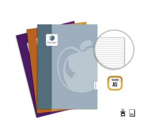 Golden Basic Pack de 10 Libretas Grapadas A5 50 Hojas 60grs Pautada - Colores Surtidos