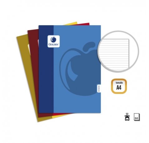 Golden Basic Pack de 10 Libretas Grapadas A4 50 Hojas 60grs 1 Raya - Colores Surtidos