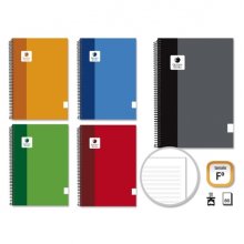 Golden Extra Cuaderno Espiral Folio 80 Hojas 90grs Pautado - Margen Remarcado - Tapa Forrada - Colores Surtidos (5 uds)
