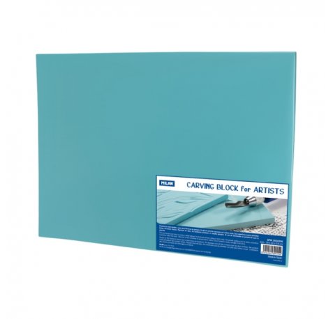 Milan Carving Block Plancha de Grabado - Vinilo Flexible - Formato XL - 30x22x0.6cm - Color Azul