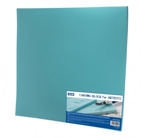 Milan Carving Block Plancha de Grabado - Vinilo Flexible - Formato XXL - 30x30x0.6cm - Color Azul