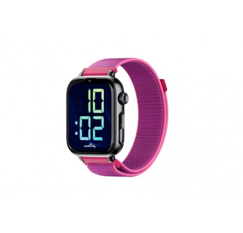 Savefamily Reloj Inteligente Smartwatch Infantil SaveWatch Plus 2 - Pantalla Amoled - Carcasa Negra - Correa Tela frambuesa
