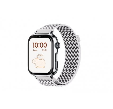 Savefamily Reloj Inteligente Infantil SaveWatch Plus 2 - Pantalla Amoled - Carcasa Plateada - Correa Tela Zigzag