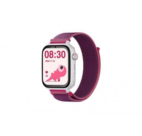 Savefamily Reloj Inteligente Infantil SaveWatch Plus con GPS y Llamada - IP67 - Boton SOS - Carcasa Blanca - Correa Tela Frambuesa