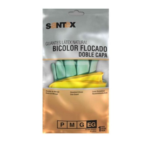 Santex Guantes de Latex Talla XL - Doble Capa - Interior Algodon Flocado - Palma y Dedos Texturizados - Conforme (UE) 2016/425 - Color Verde/Amarillo