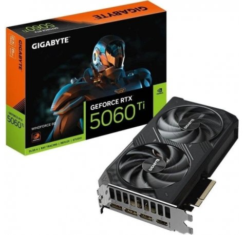 Gigabyte GeForce RTX 5060 TI Tarjeta Grafica WINDFORCE 8GB GDDR7 - 3x DP, HDMI