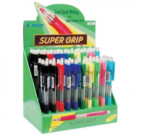 Pilot Portaminas SuperGrip H-185 - Trazo 0.5mm - Mina HB - Expositor de 60 unidades