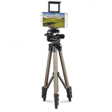 Hama Tripode para Smartphone y Tablet - Peso Max 500g - Altura Ajustable hasta 106cm - Aluminio - Cabezal de 3 Vias - Color Beige