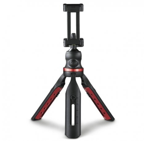 Hama Solid Tripode Mini para Smartphone y Camara - Peso Max 270g - Plegable - Altura Ajustable hasta 19cm - Plastico - Cabezal de Bola 3D - Color Negro