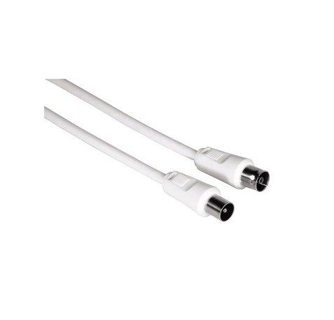 Hama Cable Coaxial de Antena - Longitud 3m - Coaxial Macho - Conector F Macho - Color Blanco