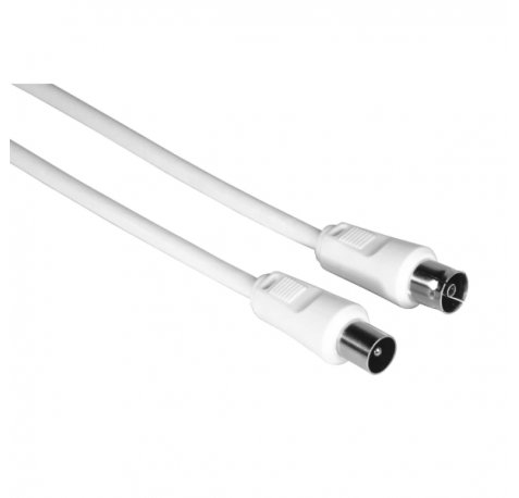Hama Cable Coaxial de Antena Macho/Hembra - Longitud 10m - Doble Blindaje - Apantallamiento 75dB - Impedancia 75Ohm - Color Blanco