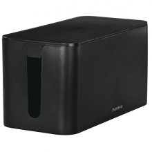 Hama Mini Caja para Regletas y Cables - Facil Organizacion y Limpieza - Proteccion Infantil y de Mascotas - Diametro Maximo del Cable 15mm - 23.5x11.5x12cm - Color Negro
