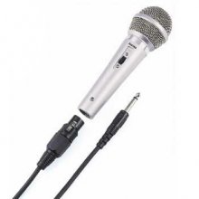 Hama Dm40 Microfono Dinamico - Cable 3m - Jack 3.5mm y 6.5mm - Incluye Adaptador de 6.35mm - Color Plata