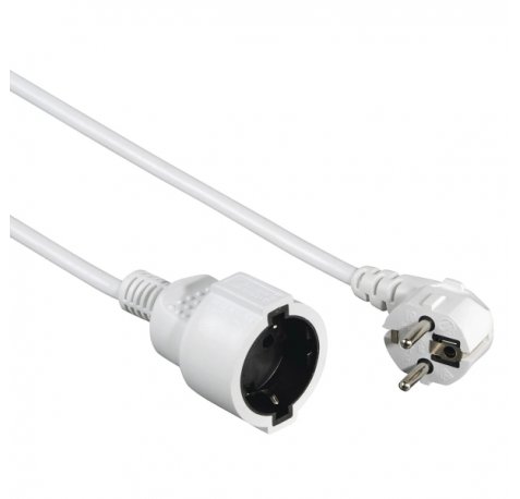 Hama Â Cable de Alimentacion Alargador Acodado - Potencia Maxima 3680W - Longitud 2m - Seccion 1.5mm2 - Schuko CEE7 - Color Blanco