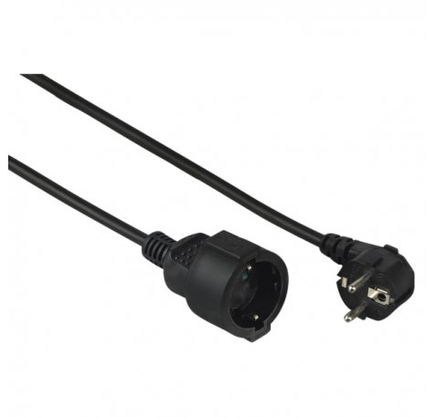 Hama Â Cable de Alimentacion Alargador Acodado - Potencia Maxima 3680W - Longitud 2m - Seccion 1.5mm2 - Schuko CEE7 - Color Negro