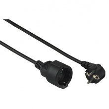 Hama Â Cable de Alimentacion Alargador Acodado - Potencia Maxima 3680W - Longitud 5m - Seccion 1.5mm2 - Schuko CEE7 - Color Negro
