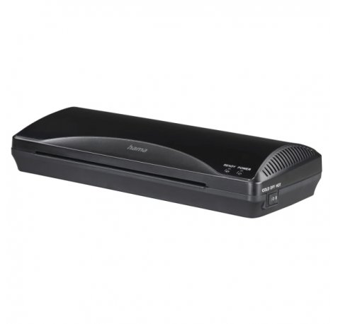 Hama Plastificadora A4 - Laminas hasta 0.6mm - Uso en Caliente y Frio - Velocidad Laminacion 250mm/min - Calentamiento en 4 Minutos - Boton de Liberacion - 34.5x14x6.5cm - Color Negro