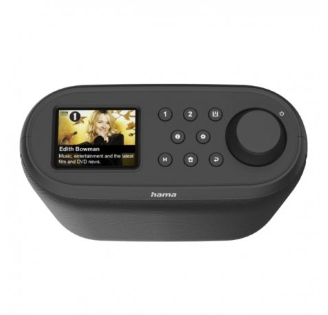 Hama DIR400 Radio Digital - Bluetooth - Pantalla 2.4" - Cable 180cm - Doble Banda 2.4 y 5GHz - Almacena hasta 30 Emisoras - Compatible con Plataformas de Streaming - 18x19x7.5cm - Color Negro