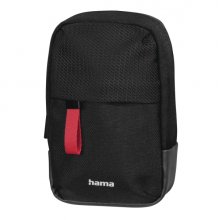 Hama Matera Funda para Camara - Poliester Reciclado - Asa para Cinturon - Correa de Cuello Desmontable - 7.5x4.5x13cm - Color Negro