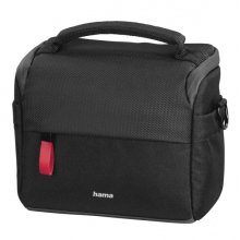Hama Matera Funda para Camara - Poliester Reciclado - Asa para Cinturon - Compartimentos Separados para Objetivos - Asa de Mano - 15.5x10x13cm - Color Negro