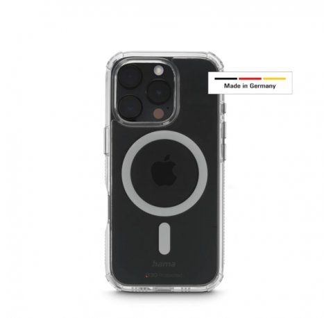 Hama Extreme Protect Funda para iPhone 16 Pro - Magnetico - Antideslizante - Policarbonato - Proteccion D3O - Bordes Elevados - Color Transparente