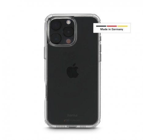 Hama Extreme Protect Funda para iPhone 16 Pro Max - Antideslizante - Policarbonato - Proteccion D3O - Bordes Elevados - Color Transparente