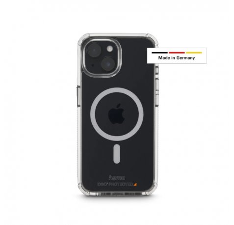 Hama Extreme Protect Funda para iPhone 15 - Antideslizante - Magnetico - Policarbonato - Proteccion D3O - Bordes Elevados - Color Transparente