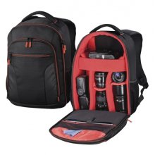 Hama Miami Mochila para Camara - Capacidad 12L - Poliester - Bolsillo para Tablet hasta 10.2" - Compartimentos Separados para Objetivos - Asa de Mano - 27x12x34cm - Color Negro