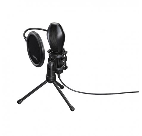 Hama Microfono USB con Tripode - Cable 2m - Proteccion Antipop - Ajuste de Inclinacion - Color Negro