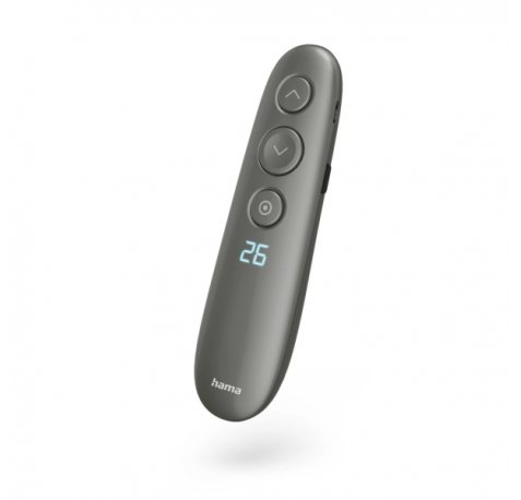 Hama Spot Pointer V2 Presentador de Diapositivas - Puntero Laser Rojo - Pantalla Digital - Recargable - Autonomia de 3 Meses - Alcance 20m - USB-A con Tarjeta Micro-SD - Color Negro