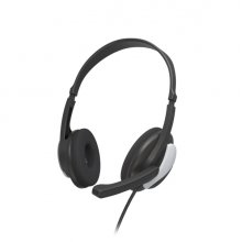 Hama Hs-P100 V2 Auriculares con Microfono Omnidireccional - Cable 2m - Jack 3.5mm - Diadema Ajustable - Almohadillas de Malla - Color Negro y Plata