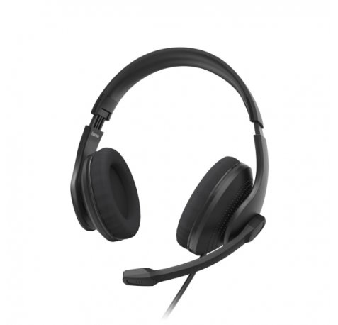 Hama Hs-USB300 V2 Auriculares con Microfono Omnidireccional - Cable 2m - Diadema Ajustable - Almohadillas de Malla - Color Negro