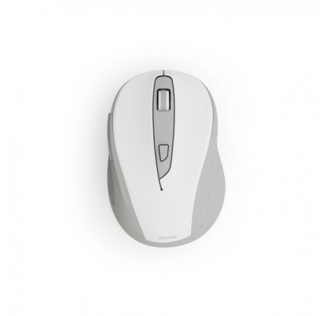 Hama WM-400 Raton Optico Inalambrico para Diestros 1600dpi - Ergonomico - Rango 10m - 6 Botones - USB-A RF 2.4GHz - Silencioso - 6.5x4.2x9.6cm - Color Blanco
