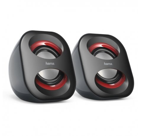 Hama Altavoces de Sobremesa - Cable 8.2cm - Frecuencia hasta 20GHz - Jack 3.5mm - USB-A - 7.2x7.5x8.2cm - Color Negro
