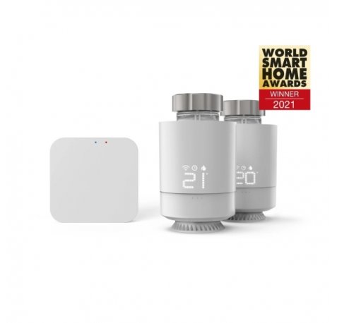 Hama Pack de 2 Termostatos de Radiador Inteligentes con Centralita - Temperatura Regulable - WLAN - Compatible con Asistente de Voz - Control con App - Color Blanco