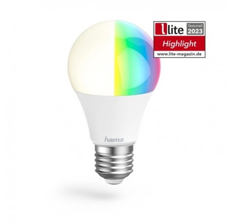 Hama Bombilla LED E27 Inteligente - Potencia 10W - RGBCCT - WiFi - Compatible con Asistente de Voz - Control con App - IP20 - Color Blanco