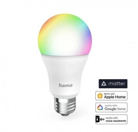 Hama Bombilla LED E27 Inteligente - Potencia 9W - RGBW - WiFi - Compatible con Asistente de Voz - Control con App - IP20 - Color Blanco