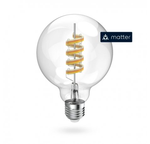 Hama Bombilla LED E27 Inteligente - Potencia 4.9W - RGBW - WiFi - Compatible con Asistente de Voz - Control con App - Estilo Retro - Filamento G95 - Forma de Globo - IP20 - Color Transparente