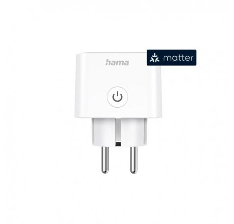 Hama Enchufe WLAN Inteligente - WiFi - IP20 - Compatible con Asistente de Voz - Monitor Energia - Control con App - 7.7x5.5x5.5cm - Color Blanco