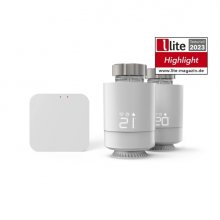Hama Pack de 2 Termostatos de Radiador Inteligentes con Centralita - Temperatura Regulable - WLAN - Compatible con Asistente de Voz - Control con App - Color Blanco