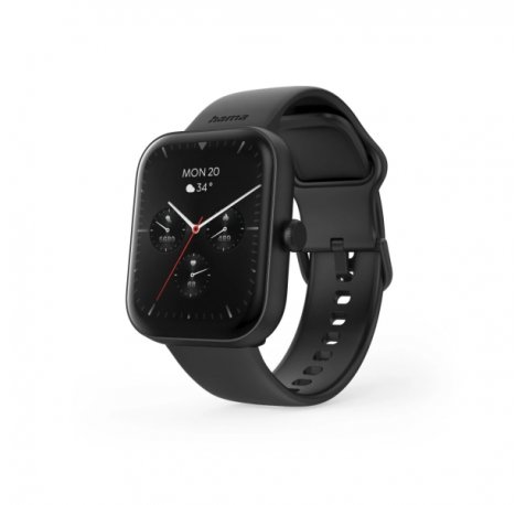 Hama 5000 Reloj Inteligente Smartwatch - Bluetooth 5.3 - Bateria 300mAh - Pantalla TFT 1.65" - IP68 - Pulsera de Silicona - 3.9x1.3x4.7cm - Color Negro