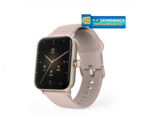 Hama 6010 Reloj Inteligente Smartwatch - Bluetooth 5.3 - Bateria 350mAh - Pantalla TFT 1.65" - IP68 - Soporta hasta 3 Atm - Pulsera de Silicona - GPS Integrado - 3.6x1.3x4.9cm - Color Rosa Palido