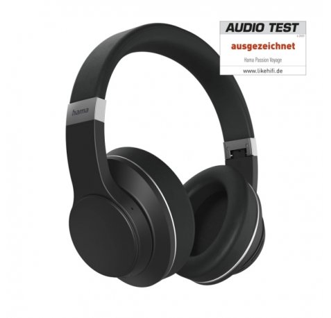 Hama Passion Voyage Auriculares con Microfono Omnidireccional - Bluetooth - Rango 10m - Diadema Ajustable - Asistente de Voz - Color Negro