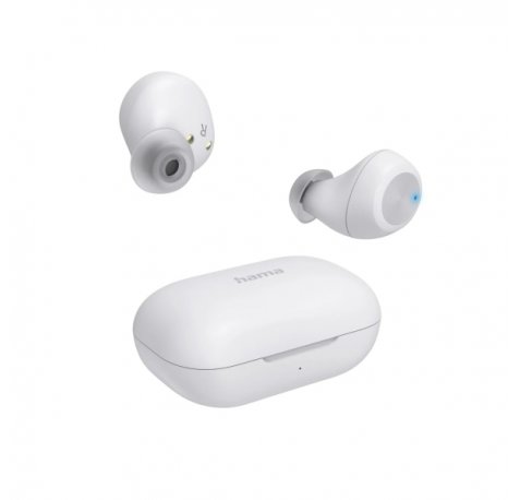 Hama Spirit Chop II Auriculares con Microfono Omnidireccional - Bluetooth - Rango 10m - IPX4 - Asistente de Voz - Carga por USB-C - Color Blanco