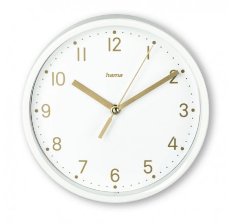 Hama Madeira Reloj de Sobremesa Analogico - Silencioso - Funciona con 1 Pila AA - 16x4.5cm - Color Blanco